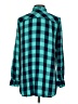 Sandra Checkered-gingham Teal Long Sleeve Button-Down Shirt Size S - photo 2