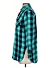 Sandra Checkered-gingham Teal Long Sleeve Button-Down Shirt Size S - photo 5