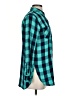 Sandra Checkered-gingham Teal Long Sleeve Button-Down Shirt Size S - photo 4