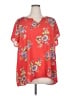 Pleione 100% Polyester Red Short Sleeve Blouse Size 2X - photo 1