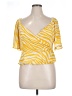 11. Honore 100% Rayon Graphic Yellow Short Sleeve Top Size 16 - photo 1