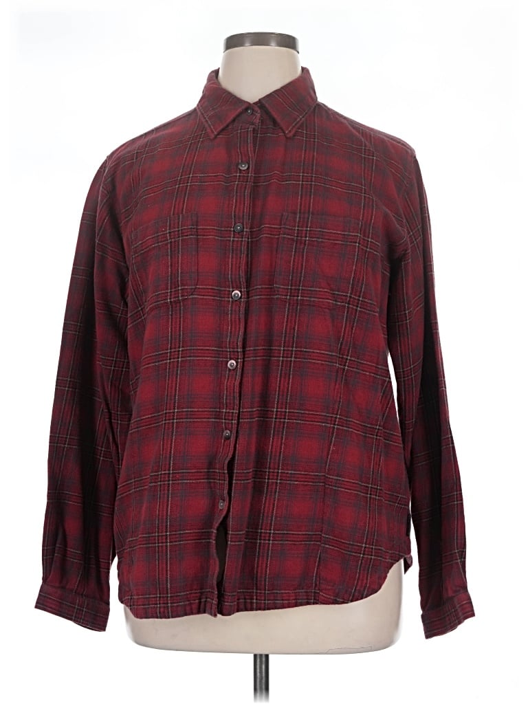Pre-owned Woolrich Long Sleeve Button Down Shirt In Burgundy