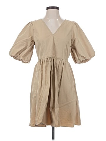 Madewell Poplin V-Neck Bubble-Sleeve Mini Dress (view 1)