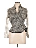 ICE 100% Silk Silver Long Sleeve Silk Top Size 10 - photo 1