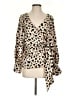 ASOS 100% Polyester Animal Print Tan Long Sleeve Blouse Size 4 - photo 1