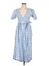 Monki 100% Cotton Checkered-gingham Blue Casual Dress Size 32 - photo 1