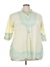 Highness Color Block Yellow 3/4 Sleeve Button-Down Shirt Size 3X - photo 2