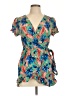 Zara Basic Tropical Blue Short Sleeve Blouse Size L - photo 1