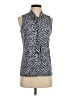MICHAEL Michael Kors Blue Sleeveless Button-Down Shirt Size S - photo 1