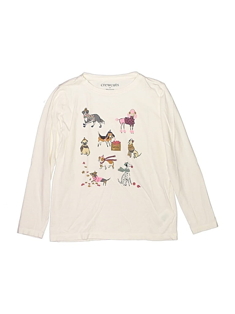 Pre-owned Crewcuts Kids' Long Sleeve T-shirt In Ivory