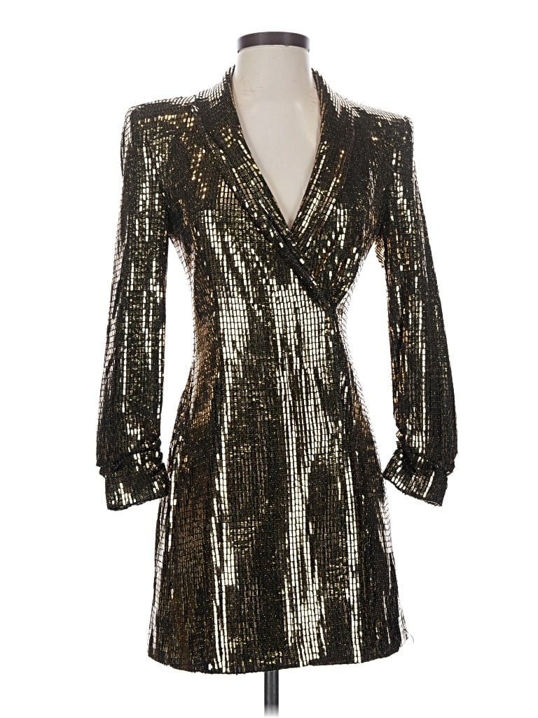 Pre-owned Zara Basic Blazer Jacket In Gold