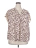 Monday Fun 100% Polyester Floral Burgundy Short Sleeve Blouse Size 3X - photo 1