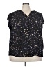 Monday Fun 100% Polyester Stars Black Short Sleeve Blouse Size 3X - photo 1