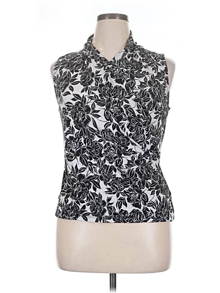 Pre-owned Tahari Tank Top Silver Halter Neckline Tops