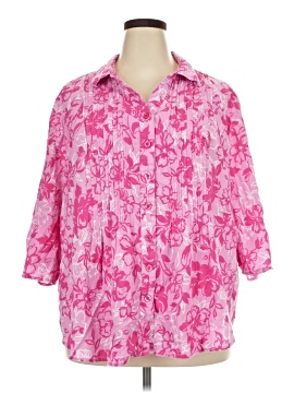 Woman Within 3/4 Sleeve Button Down Shirt