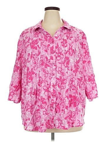Woman Within 3/4 Sleeve Button-Down Shirt (view 1)