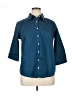 Lands' End Blue 3/4 Sleeve Button-Down Shirt Size 16 (petite) - photo 1