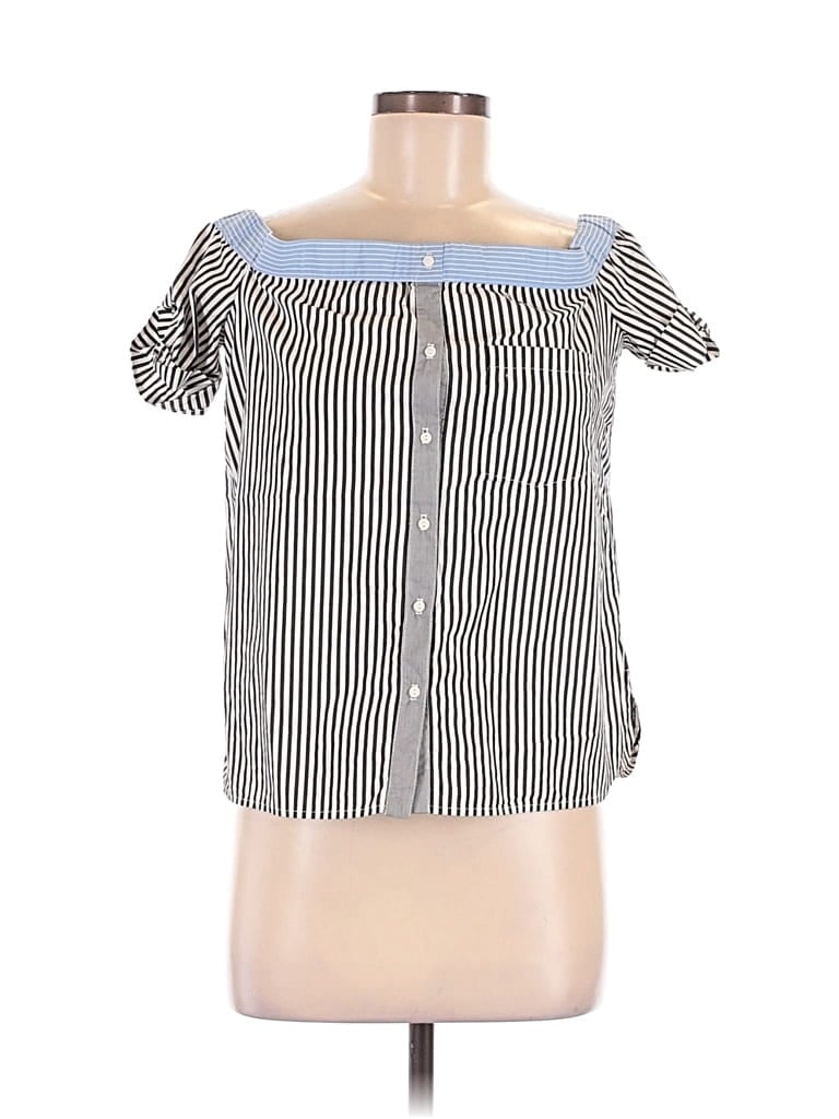 Pre-owned Bailey44 Short Sleeve Top Silver Square Neckline Tops