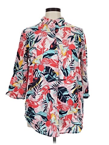 Jessica London 3/4 Sleeve Button-Down Shirt (view 1)