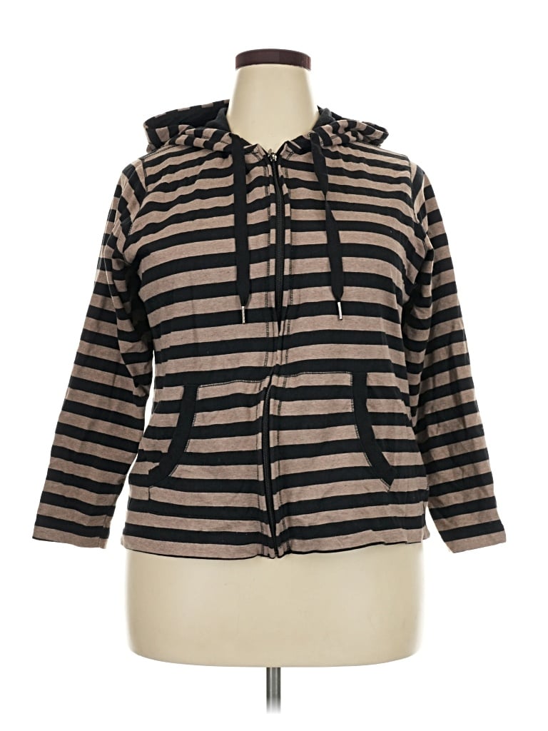 Pre-owned Calvin Klein Performance Zip Up Hoodie In Brown