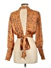 Illa Illa 100% Polyester Animal Print Orange Long Sleeve Blouse Size L - photo 2