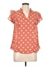 Sweet Wanderer 100% Polyester Polka Dots Orange Short Sleeve Blouse Size L - photo 1