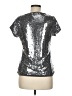 August Silk 100% Nylon Metallic Silver Short Sleeve Top Size M - photo 2