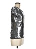 August Silk 100% Nylon Metallic Silver Short Sleeve Top Size M - photo 4