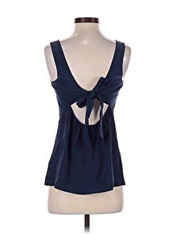Madewell Silk Lookout Bow-Back Top in Deep Navy (view 2)