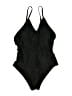 Cupshe 100% Polyester Solid Black One Piece Swimsuit Size L - photo 1