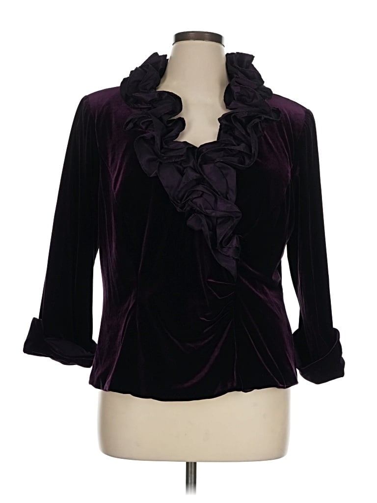 Pre-owned Xscape 3/4 Sleeve Blouse In Purple