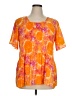 Sami & JO 100% Polyester Tie-dye Orange Short Sleeve Blouse Size 1X - photo 1
