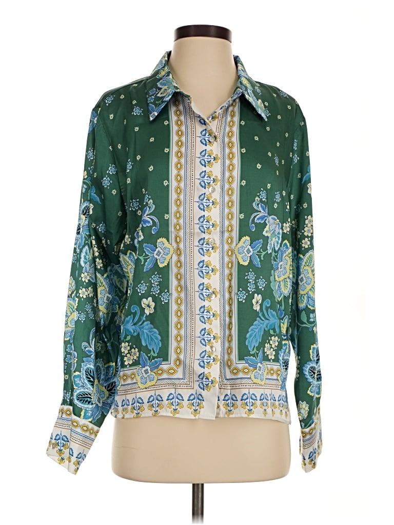 Pre-owned Maeve 3/4 Sleeve Blouse In Green
