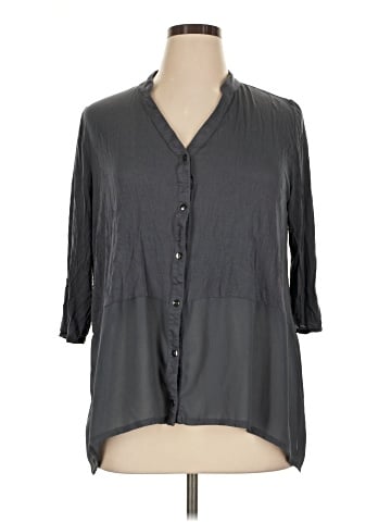 August Silk 3/4 Sleeve Button-Down Shirt (view 1)