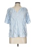 BeachLunchLounge Stripes Blue Short Sleeve Blouse Size L - photo 1