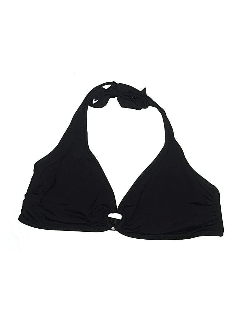 Pre-owned Lands' End Swimsuit Top Black Solid Pattern Swimwear