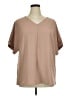Unbranded 100% Polyester Tan Short Sleeve Blouse Size XL - photo 1
