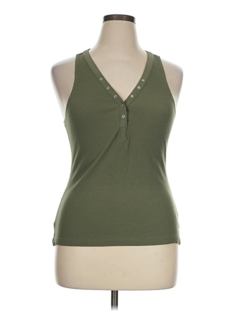 Pre-owned Guess Tank Top Green Halter Neckline Tops