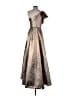 Mac Duggal 100% Polyester Metallic Silver Gold Cocktail Dress Size 4 - photo 2