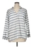 Old Navy 100% Cotton Stripes Silver Long Sleeve Blouse Size XL - photo 1