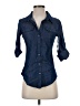 cavalini Blue 3/4 Sleeve Button-Down Shirt Size S - photo 1