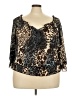 Agora 100% Polyester Animal Print Brown 3/4 Sleeve Blouse Size 2X - photo 1