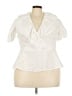 River Island 100% Polyester Ivory Short Sleeve Blouse Size 22 - photo 1