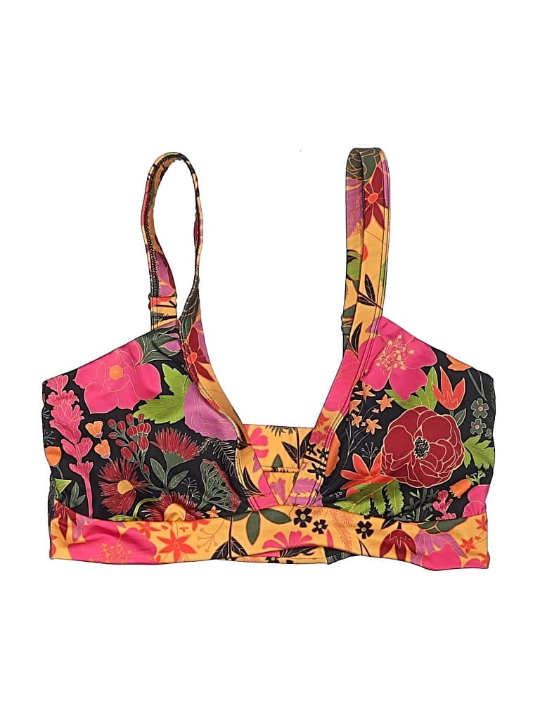 Pre-owned Kitty And Vibe Swimsuit Top Yellow Floral Pattern Swimwear