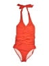 Boden Solid Orange One Piece Swimsuit Size 4L - photo 1