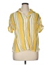 Unique Spectrum 100% Polyester Stripes Yellow Short Sleeve Blouse Size XL - photo 1