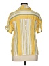 Unique Spectrum 100% Polyester Stripes Yellow Short Sleeve Blouse Size XL - photo 2
