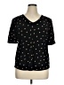 Adrianna Papell Polka Dots Black Short Sleeve Blouse Size XL - photo 1