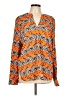 Assorted Brands Animal Print Orange Long Sleeve Silk Top Size EU 42 / US 12 - photo 1
