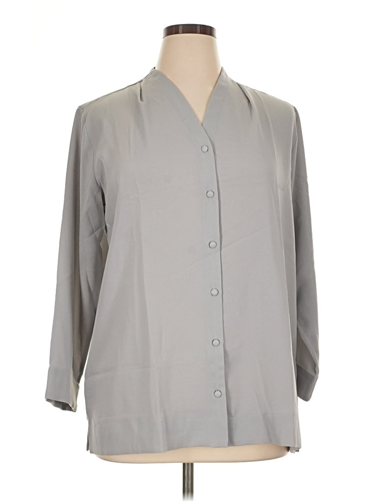 Pre-owned Lands' End 3/4 Sleeve Blouse In Gray
